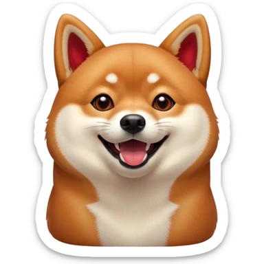 Cinematic Comical Shiba Inu Portrait Emoji, Head tilted dramatically with an exaggeratedly amused or surprised expression, featuring a striking red fur with a creamy underbelly, wide, expressive brown eyes filled with exaggerated disbelief, Simplified yet hilariously expressive features, highly detailed, glowing with a slightly sassy glow, high shine, dramatic yet playful, stylized with an air of cheeky defiance, bright and endearing, soft glowing outline, capturing the essence of a spirited and over-the-top companion, so meme-worthy it feels like it could side-eye its way into internet fame instantly! sticker