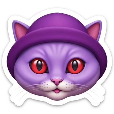 purple alien cat with no fur and red hat sticker