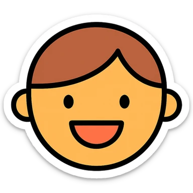 a happy kid, color outline icon style sticker