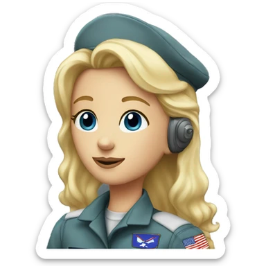 Blonde girl saluting airforce pilot sticker