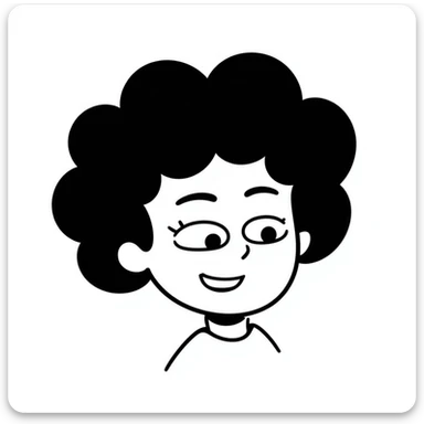 Simple hand-drawn afro hairstyle with a happy face sticker