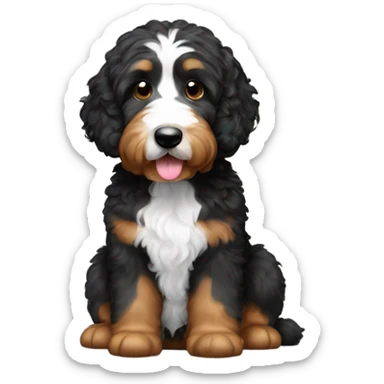 bernedoodle with computer sticker