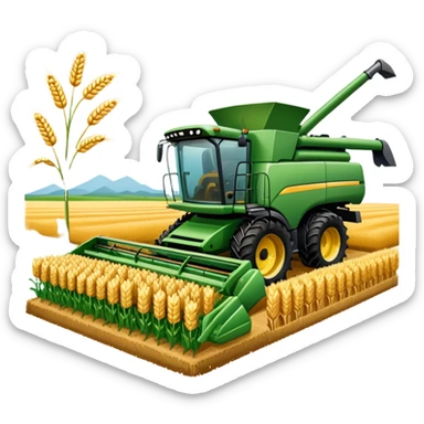 An icon featuring a wheat field, a combine harvester, fertilizer formulas, and plant cells, symbolizing agronomy. The design includes farming tools and crops, representing agricultural science, crop production, and plant biology. Transparent background highlights sustainable farming and growth. sticker