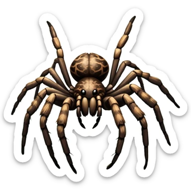 Giant tarantula spiders in their natural habitat, with detailed hairy legs and large bodies, perched on branches in a lush forest environment. Soft, natural lighting enhances their features. Transparent background. sticker