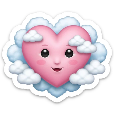 pink heart with clouds sticker