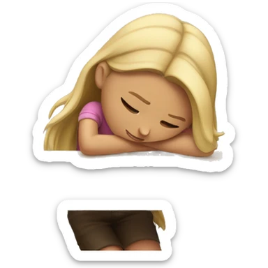 Girl with head down on desk  sticker