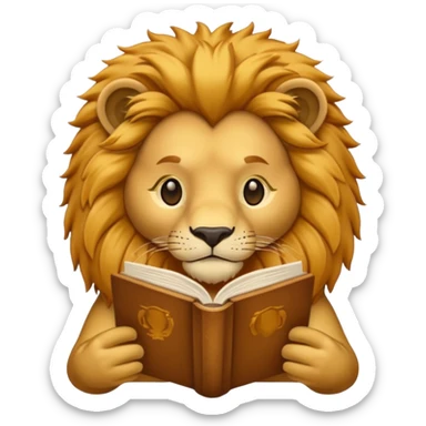 lionb reading book sticker