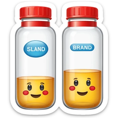 emoji of tubes and jar with brand labels, minimalistic design sticker