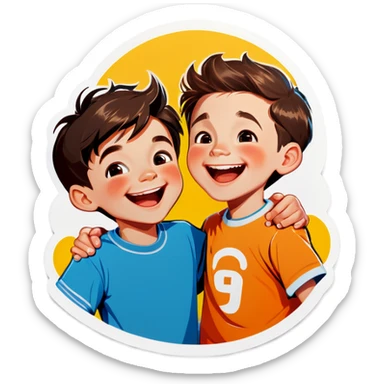 joyful moments between two boys sticker
