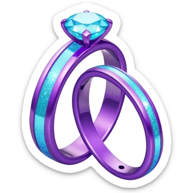 glitter purple and cian marry ring sticker