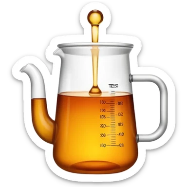 tea in a laboratory measuring cup sticker