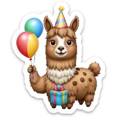 Lama holding birthday balloon  sticker