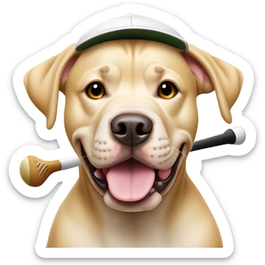 All blonde pitbull lab mix golfing sticker