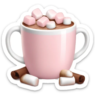 Light Pink mug of hot chocolate with marshmallows  sticker