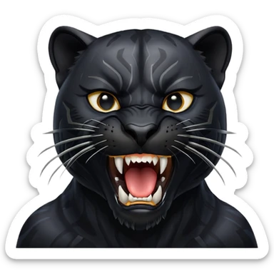 black panther head, mouth wide open, roaring sticker