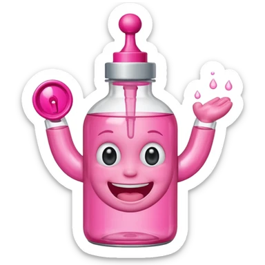 Smiling freaky baby oil bottle pink sticker