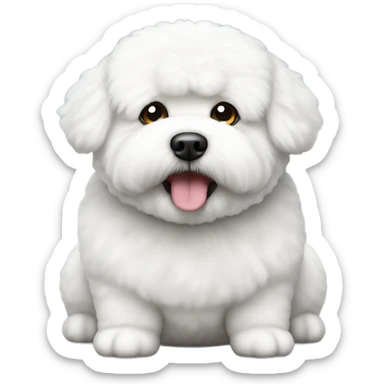 A really fat cute white Bichon frise  sticker
