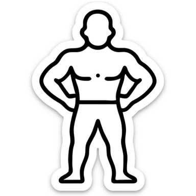 bald muscular man, strong build, confident pose sticker