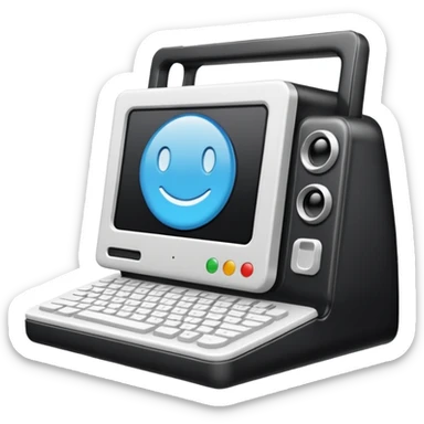 crear un emoji, que sea para proyeectos tanto empresarial como redes sociales, quiero un ordenador y una camara en la misma imagen y que sea aesthetic sticker