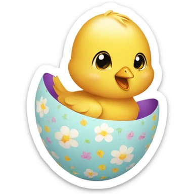 Cute chick in easter egg sticker