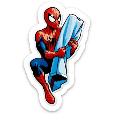 Spiderman holding towel sticker