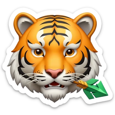 tiger face Stonks meme with arrow going up for Twitch emote sticker