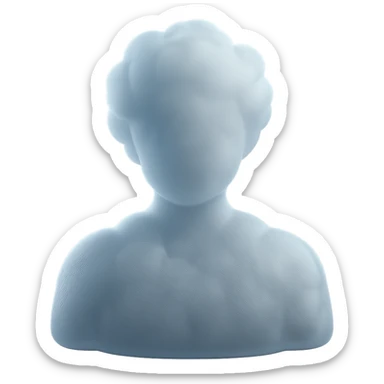 A person from the shoulders up, entirely composed of fluffy white convex clouds sticker