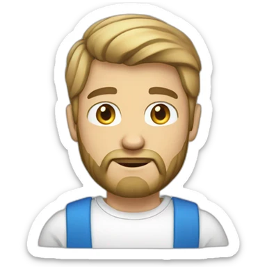 male dark blond with beard blue eyes in t-shirt sticker