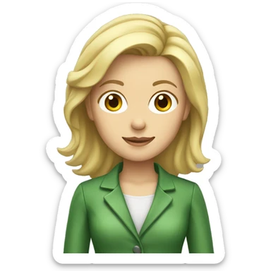 women with blond hair and green jacket no glass teacher sticker