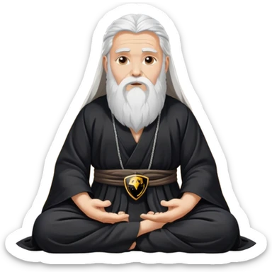 Wise spiritual guru with long beard wearing Lamborghini logo, meditation pose sticker