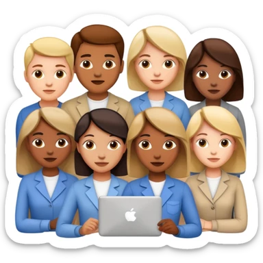 diverse people working together on a creative project sticker