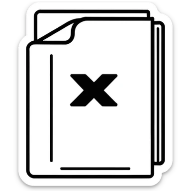 Document file icon with large black “X” over it sticker