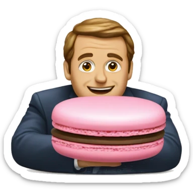 Macron mangeant un macaron sticker