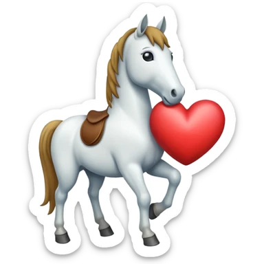 make a horse holding up a heart  sticker
