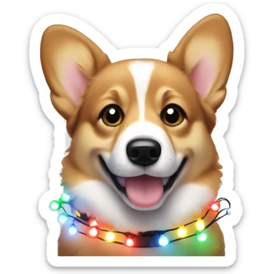 corgi puppy wearing christmas lights sticker