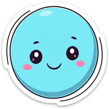 planet with misty smoky atmosphere and a cute happy face with big eyes sticker