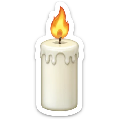 white candle with flame sticker