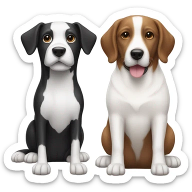 Black and white dog with brown and white dog sticker