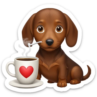 brown wirehaired dachshund coffee  sticker