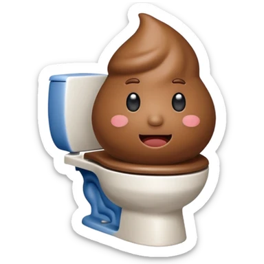 An alive poop emoji sitting on the toilet  sticker