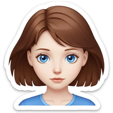 A girl with brown hair blue eyes and pale skin sticker