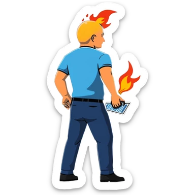 Jeff Bezos with his butt on fire sticker
