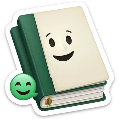 stack of white documents with dark green stamp and elements, emoji style sticker