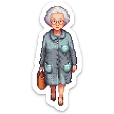 elderly woman with short hair walking sticker