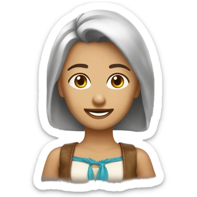 Загорелая девушка брюнетка с кудрями длинными и коричневыми ярко глазами сидит и пьет чай sticker