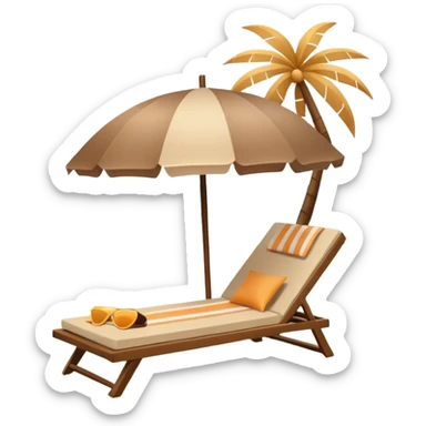 minimalist coconut beige sunbed and beach umbrella sticker