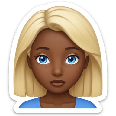 Dark skin girl with blonde hair and blue eyes sticker