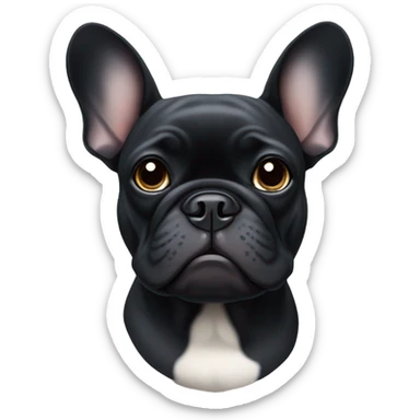 black french bulldog with one floppy ear sticker