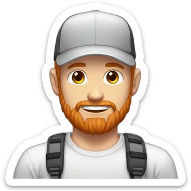 red-bearded-anime-adult-guy-white-teeth-wearing-grey-snapback-white-shirt sticker
