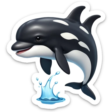 3d Cartoon orca with a tick sticker